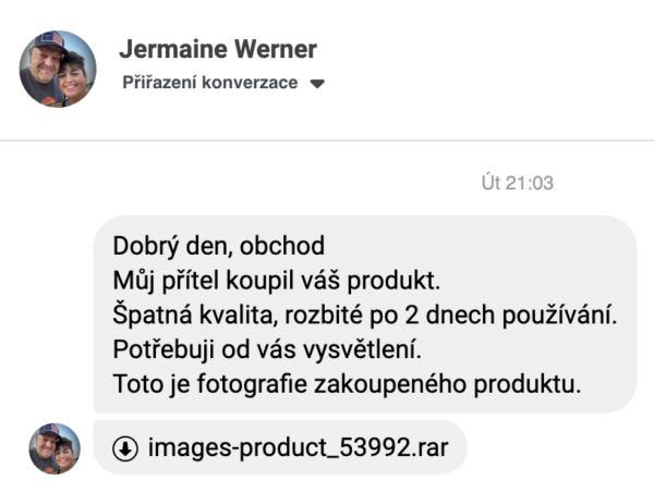 Podvodné profily vydávající se za uživatele. Běda každému, kdo RAR stáhne a otevře.